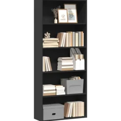 vidaXL - Boekenkast met 5 vakken voor kantoor - Zwart - Hout - 80x30x189 cm Hot