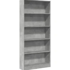 vidaXL - Boekenkast met 5 vakken - Betongrijs - Bewerkt hout - 80x24x176 cm Hot