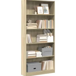 vidaXL - Boekenkast met 5 vakken - Sonoma eiken - Bewerkt hout - 80x24x176 cm Clearance