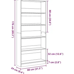 vidaXL - Boekenkast met 5 vakken - Sonoma eiken - Bewerkt hout - 80x24x176 cm Clearance