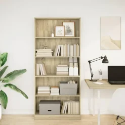 vidaXL - Boekenkast met 5 vakken - Sonoma eiken - Bewerkt hout - 80x24x176 cm Clearance