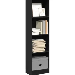 vidaXL - Boekenkast met 4 vakken - Zwart - Bewerkt hout - 40x24x143 cm Clearance