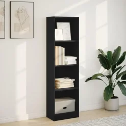 vidaXL - Boekenkast met 4 vakken - Zwart - Bewerkt hout - 40x24x143 cm Clearance