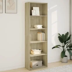vidaXL - Boekenkast met 5 vakken voor woonkamers - Sonoma eiken - 60x30x189 cm New