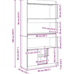 vidaXL - Boekenkast met deuren en 5 vakken - Zwart - Bewerkt hout - 92x33x180 cm Online