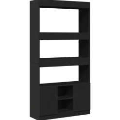 vidaXL - Boekenkast met deuren en 5 vakken - Zwart - Bewerkt hout - 92x33x180 cm Online