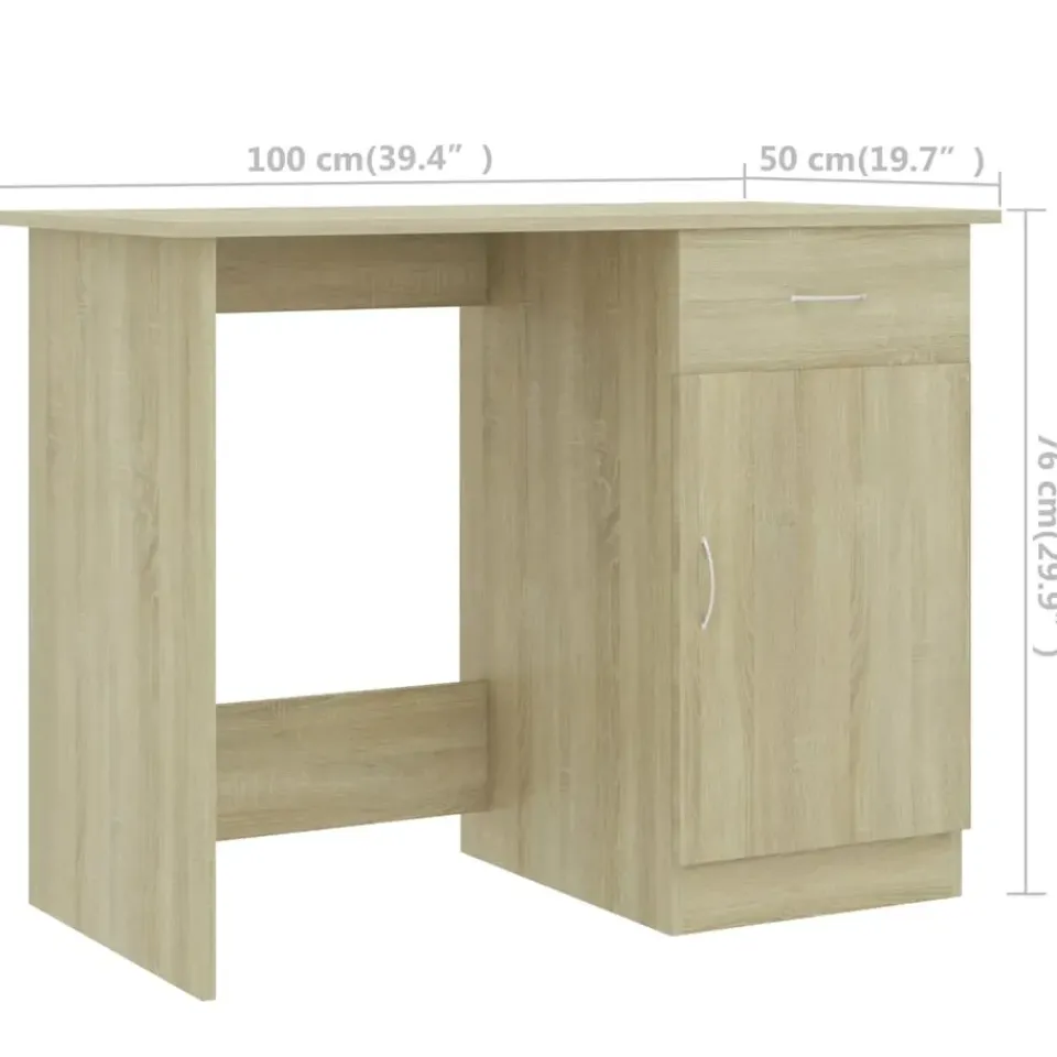 vidaXL - Bureau - Bruin - Bewerkt hout Sale