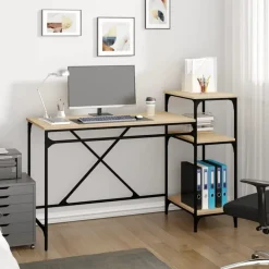 vidaXL - Bureau - Bruin - Bewerkt hout - 135 x 50 x 90 cm New