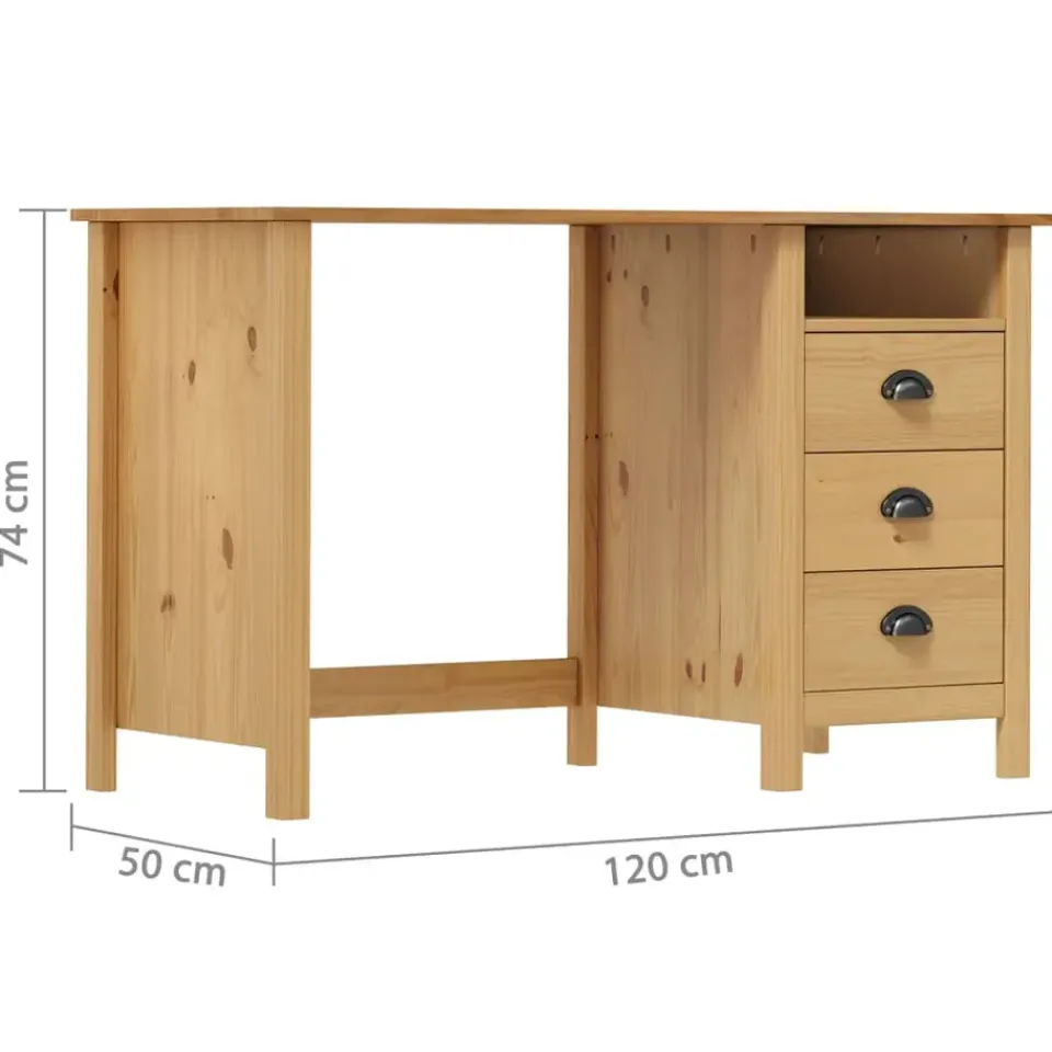 vidaXL - Bureau - Bruin - Grenenhout - 120 x 50 x 74 cm Sale