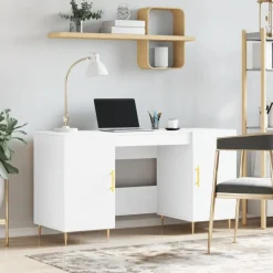 vidaXL - Bureau - Wit - Bewerkt hout