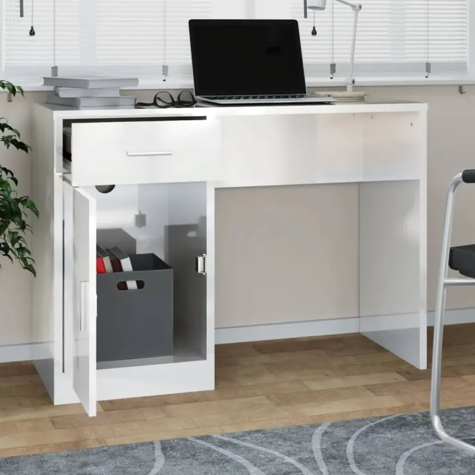 vidaXL - Bureau - Wit - Bewerkt hout Clearance