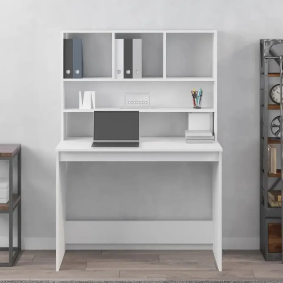 vidaXL - Bureau - Wit - Bewerkt hout Discount