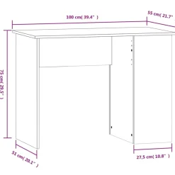 vidaXL - Bureau - Wit - Bewerkt hout Best