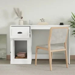 vidaXL - Bureau - Wit - Bewerkt hout Outlet