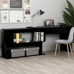 vidaXL - Bureau - Zwart - Bewerkt hout Sale