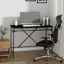 vidaXL - Bureau - Zwart - Bewerkt hout Clearance