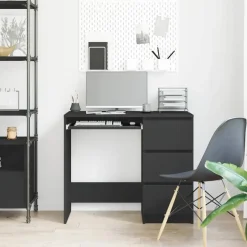 vidaXL - Bureau - Zwart - Bewerkt hout