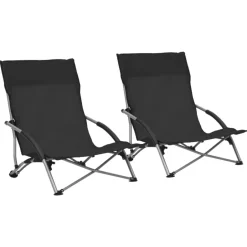 vidaXL - Campingstoel - Zwart - Stof - 2 stuks Online