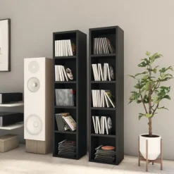 vidaXL - Cd-kast - Zwart - Bewerkt hout - 2 stuks Hot