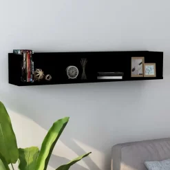 vidaXL - Cd-rek - Zwart - Bewerkt hout Discount