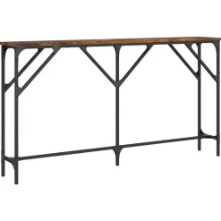 vidaXL - Consoletafel - Gerookt eiken - Bewerkt hout - 140x23x75 cm New