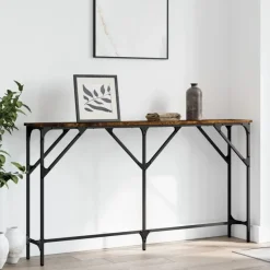 vidaXL - Consoletafel - Gerookt eiken - Bewerkt hout - 140x23x75 cm New