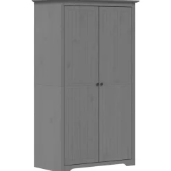 vidaXL - 2-deurs Kledingkast BODO - Massief grenenhout - Grijs - 99x53.5x173 cm Outlet