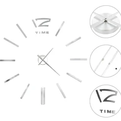 vidaXL - 3d-wandklok - Zilver - Acryl Sale