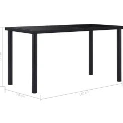 vidaXL - Eettafel - Zwart - Glas - 140 x 70 x 75 cm Sale