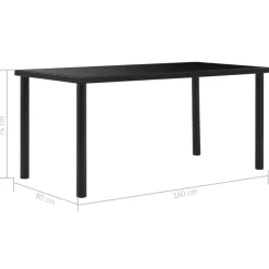 vidaXL - Eettafel - Zwart - Glas - 160 x 80 x 75 cm Hot
