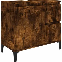 vidaXL - Gerookt eiken Wastafelonderkast - 1 deur 2 lades - Hout - 65x33x60 cm New