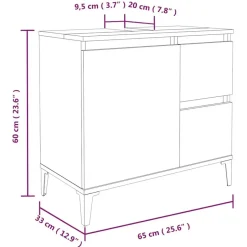 vidaXL - Gerookt eiken Wastafelonderkast - 1 deur 2 lades - Hout - 65x33x60 cm New