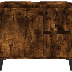 vidaXL - Gerookt eiken Wastafelonderkast - 1 deur 2 lades - Hout - 65x33x60 cm New