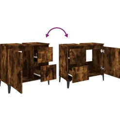 vidaXL - Gerookt eiken Wastafelonderkast - 1 deur 2 lades - Hout - 65x33x60 cm New