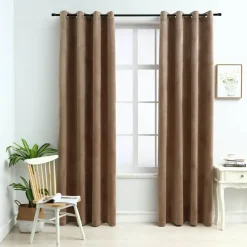 vidaXL - Gordijn - Beige - Fluweel - 140 x 175 cm - 2 stuks New