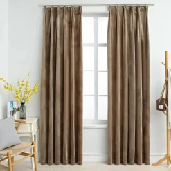 vidaXL - Gordijn - Beige - Fluweel - 140 x 225 cm - 2 stuks Sale