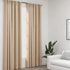 vidaXL - Gordijn - Beige - Stof - 140 x 225 cm - 2 stuks New