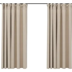 vidaXL - Gordijn - Beige - Stof - 140 x 175 cm - 2 stuks