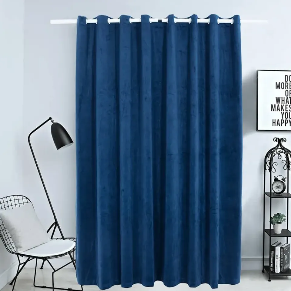 vidaXL - Gordijn - Blauw - Fluweel Discount