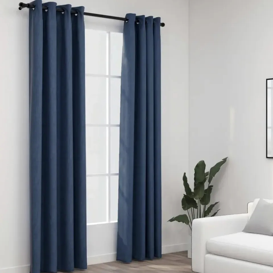 vidaXL - Gordijn - Blauw - Stof - 140 x 225 cm - 2 stuks Outlet