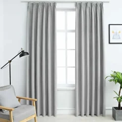 vidaXL - Gordijn - Grijs - Stof - 140 x 245 cm - 2 stuks Clearance