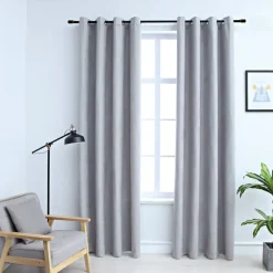 vidaXL - Gordijn - Grijs - Stof - 140 x 175 cm - 2 stuks New