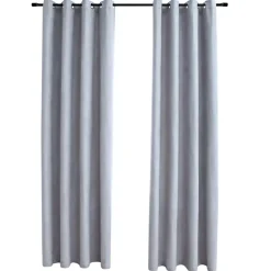 vidaXL - Gordijn - Grijs - Stof - 140 x 245 cm - 2 stuks