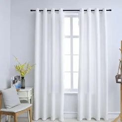 vidaXL - Gordijn - Wit - Stof - 140 x 175 cm - 2 stuks New