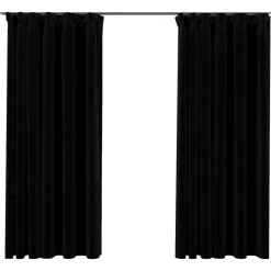 vidaXL - Gordijn - Zwart - Stof - 140 x 175 cm - 2 stuks Hot