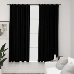 vidaXL - Gordijn - Zwart - Stof - 140 x 175 cm - 2 stuks Hot