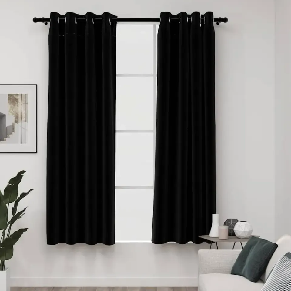 vidaXL - Gordijn - Zwart - Stof - 140 x 175 cm - 2 stuks Outlet