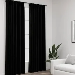 vidaXL - Gordijn - Zwart - Stof - 140 x 225 cm - 2 stuks New
