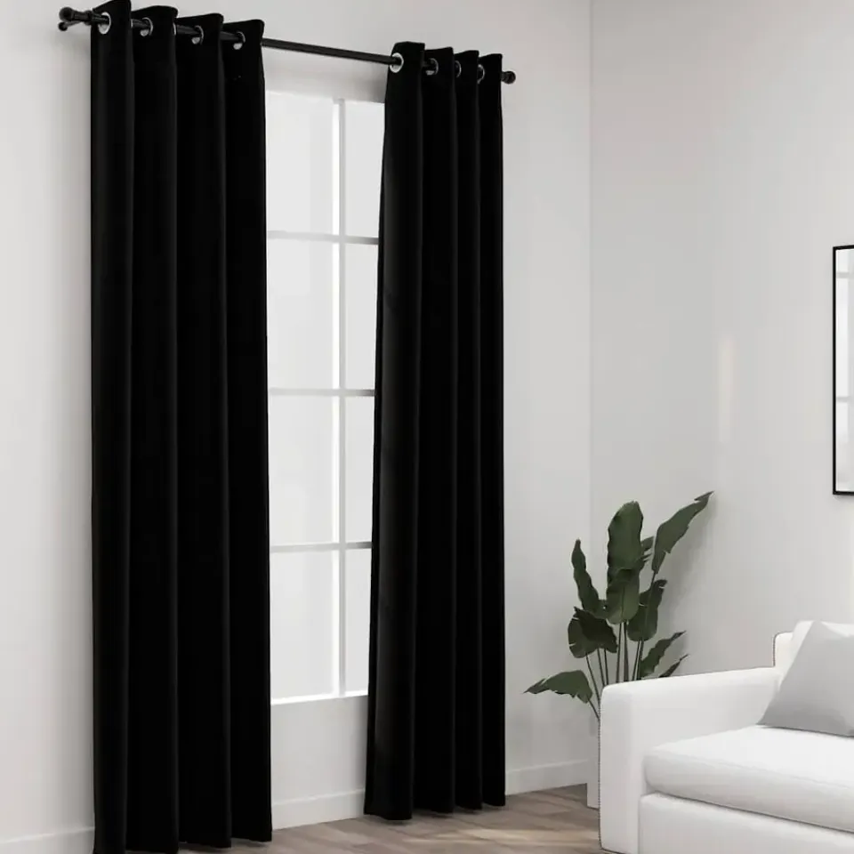 vidaXL - Gordijn - Zwart - Stof - 140 x 225 cm - 2 stuks Discount