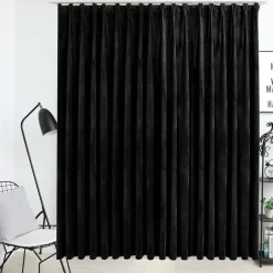 vidaXL - Gordijn verduisterend met haken - Zwart - Fluweel - 290 x 245 cm Discount